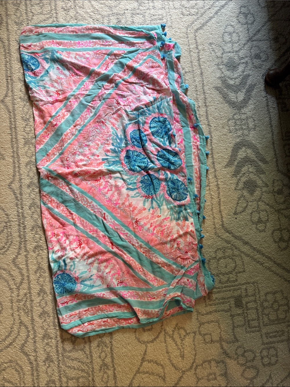 Lilly Pulitzer Women’s Pink & Turquoise Floral Swim Cover-Up Sarong/Pareo